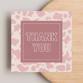Rosa Cow Spots Animal Print Tack Modern Chic Fyrkantigt Visitkort
