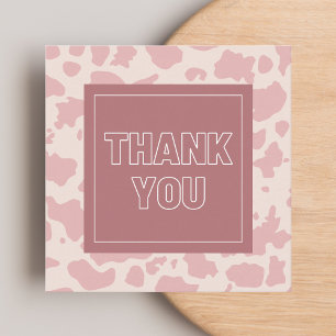 Rosa Cow Spots Animal Print Tack Modern Chic Fyrkantigt Visitkort