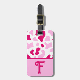 Rosa Cow-utskrift, Färg Block Barn Initial Bagagebricka