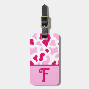 Rosa Cow-utskrift, Färg Block Barn Initial Bagagebricka