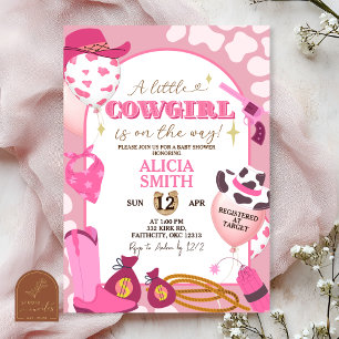 Rosa Cowboy Baby Shower Flickortsinbjudan Inbjudningar