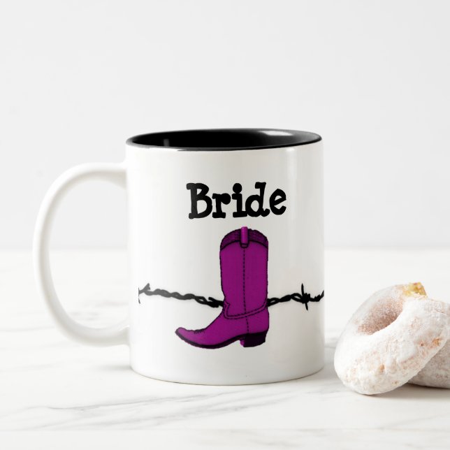 Rosa Cowboy Boot Bride Mugg (Med munk)