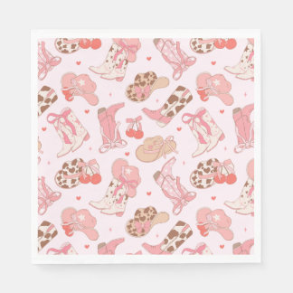 Rosa Cowboy Boot Girls Pappersservett