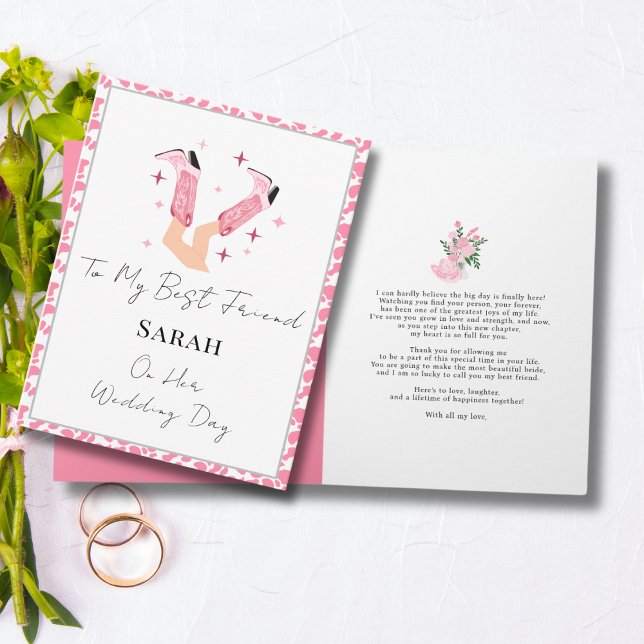Rosa Cowboy Boots & Bubly Grattiss Bride Kort (Skapare uppladdad)