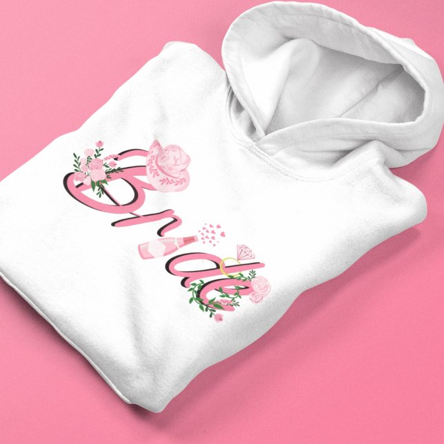 Rosa Cowboy Hat with Flowers Bride T Shirt (Skapare uppladdad)