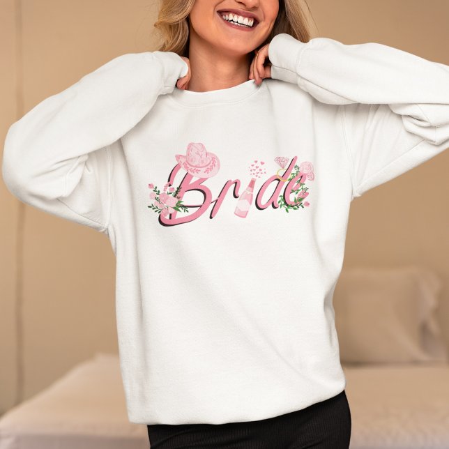 Rosa Cowboy Hat with Flowers Bride T Shirt (Skapare uppladdad)