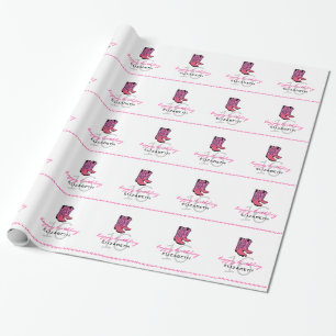 Rosa Cowboy Känga-Personifierad 16th födelsedag Presentpapper