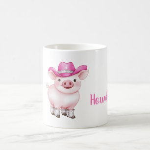 Rosa cowboyhatt Howdy Gris Kaffemugg
