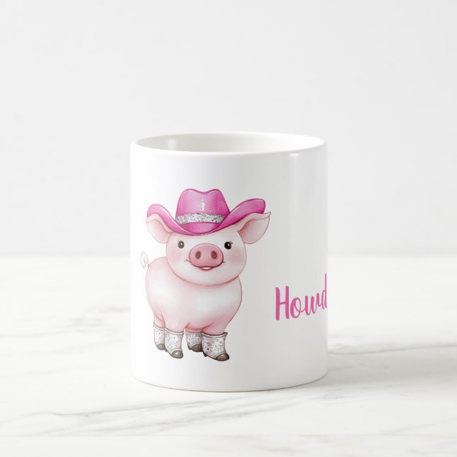 Rosa cowboyhatt Howdy Gris Kaffemugg (Center)