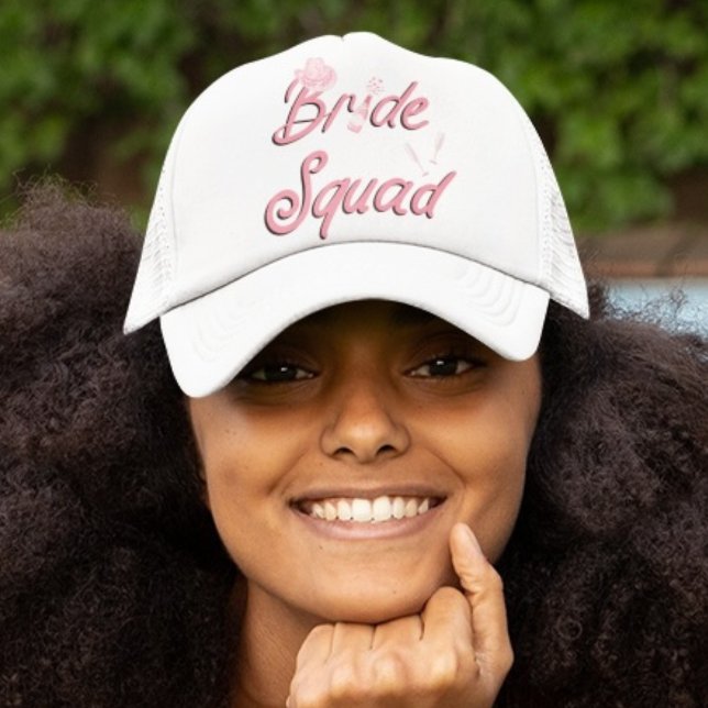 Rosa cowboyhatt med blommor Bride Squad  Keps (Skapare uppladdad)