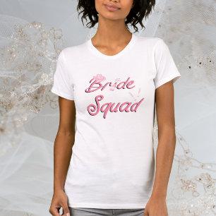 Rosa cowboyhatt med blommor Bride Squad T Shirt