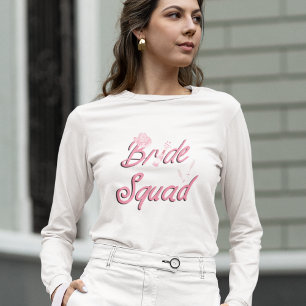 Rosa cowboyhatt med blommor Bride Squad T Shirt