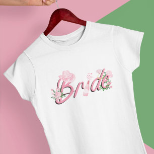 Rosa cowboyhatt med blommor brud  t shirt