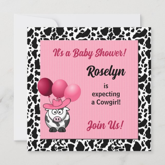 Rosa Cowgirl Baby Shower Inbjudningar (Framsida)