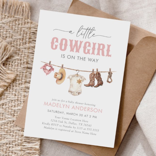 Rosa Cowgirl Baby Shower Inbjudningar (Skapare uppladdad)