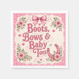 Rosa cowgirl-babyshower-papper tallrikar | Stövlar Pappersservett