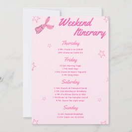 Rosa Cowgirl Bachelorette Party Helg Itinerary Inbjudningar