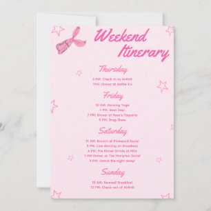 Rosa Cowgirl Bachelorette Party Helg Itinerary Inbjudningar