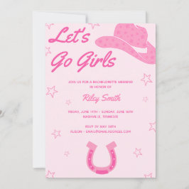 Rosa Cowgirl Bachelorette Party-inbjudan Inbjudningar