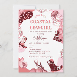 rosa cowgirl bachelorette Party Inbjudningar