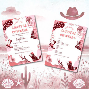 rosa cowgirl bachelorette Party Inbjudningar