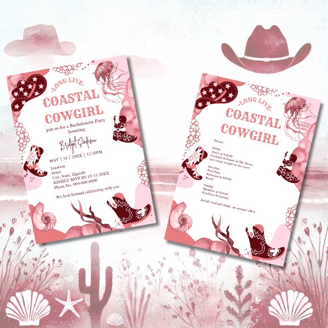 rosa cowgirl bachelorette Party Inbjudningar (Skapare uppladdad)