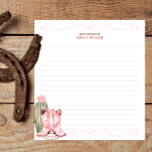 Rosa Cowgirl Bokar för Baby-insättningskort Anteckningsblock<br><div class="desc">Begär en speciell keepy med det här rosa cowgirl-temed "Bokar för Baby"-kortet. Med westerna stövlar och rep med vattenfärg är den här charmerande insatsen perfekt för en rustik eller western babydusch. Ett sött sätt att bygga baby första bibliotek i stället för traditionella kort!</div>