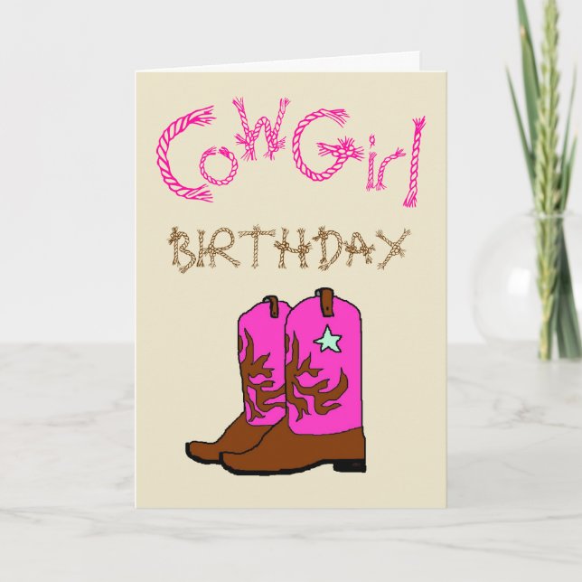 Rosa Cowgirl Boots Birthday-inbjudan Inbjudan (Framsida)