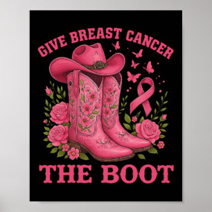 Rosa Cowgirl Boots Breast Cancer Awareness Ribbon Poster