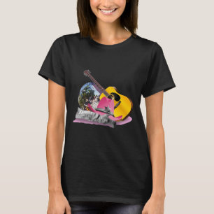 Rosa Cowgirl Cowboy Hat Disco Boll Boots Guitar T Shirt