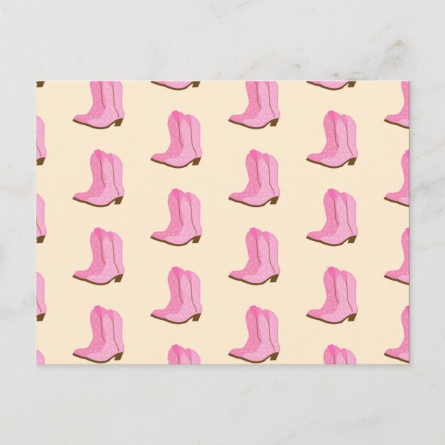 Rosa Cowgirl Cowboy Stövlar Country Texas Ranch Vykort (Framsida)