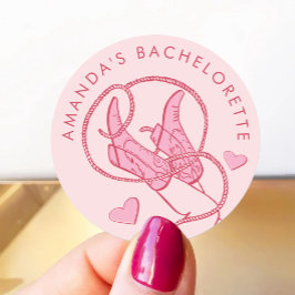 Rosa Cowgirl Disco Sängkammare Rund Klistermärke