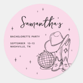 Rosa Cowgirl Disco Sista Rodeo Sällskapsfest För B Runt Klistermärke
