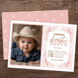 Rosa Cowgirl First Rodeo Photo Investigation - Wes Inbjudningar