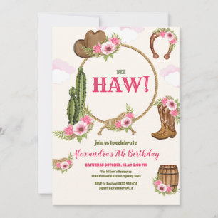 Rosa Cowgirl Födelsedagsfest Inbjudningar