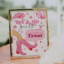 Rosa Cowgirl Födelsedagsfest Låt oss Go Girls Trea