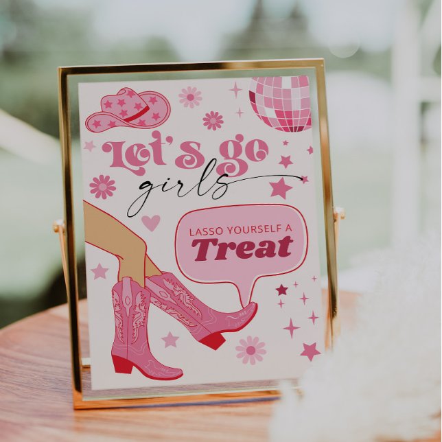 Rosa Cowgirl Födelsedagsfest Låt oss Go Girls Trea (Skapare uppladdad)