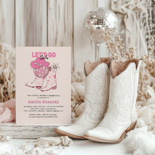 Rosa Cowgirl-Födelsedagsfesten gör att flickorna k Inbjudningar