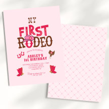 Rosa Cowgirl Första Rodeo 1-års Födelsedag