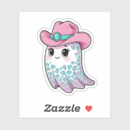 Rosa Cowgirl Ghost med Leopard Print Sticker Klistermärken
