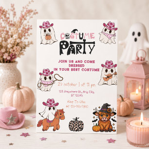 Rosa Cowgirl Halloween-kostymfest Inbjudningar
