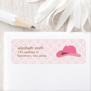 Rosa Cowgirl Hat Returadress Etikett