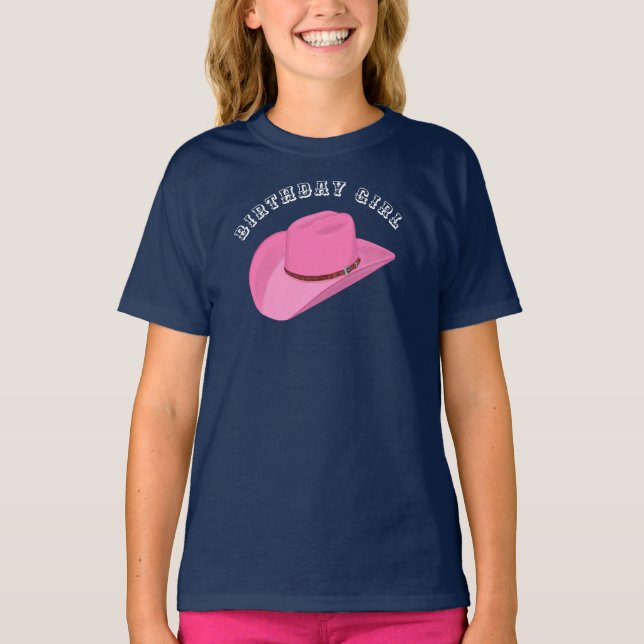 Rosa Cowgirl-hatt födelsedag T Shirt (Framsida)