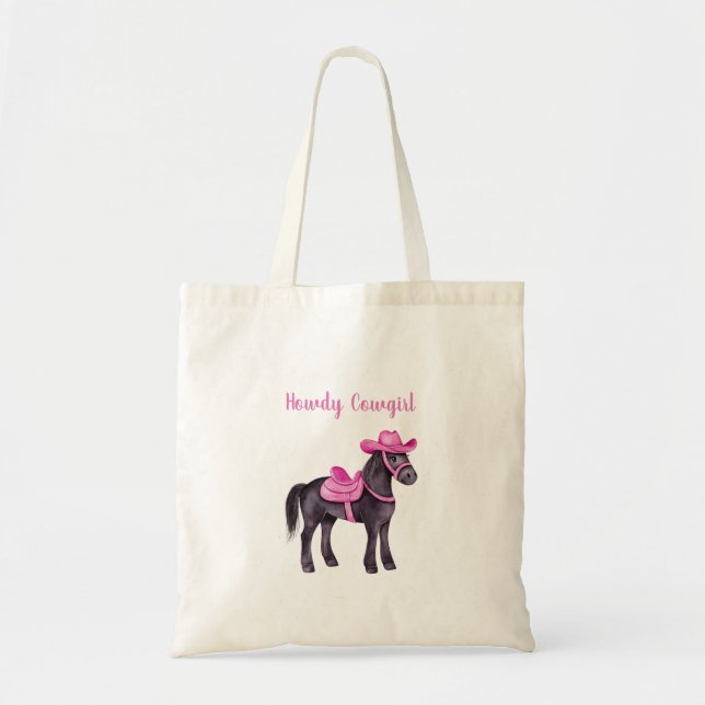 Rosa Cowgirl Hej Häst Tygkasse (Framsidan)