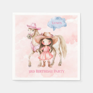 Rosa Cowgirl Horse 00:e Födelsedagsfesten Pappersservett