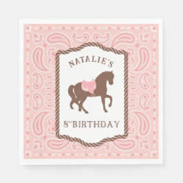 Rosa Cowgirl | Horse Silhouette 8th Birthday Pappersservett