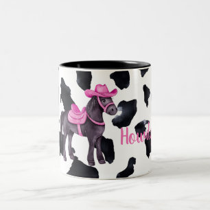 Rosa Cowgirl Howdy Häst Två-Tonad Mugg