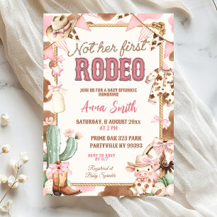 Rosa cowgirl, inte hennes första rodeo, babyfirand inbjudningar