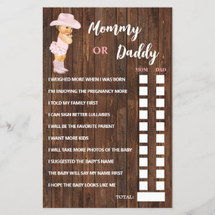Rosa Cowgirl Mamma eller Pappa Said Baby Shower Ga Flygblad