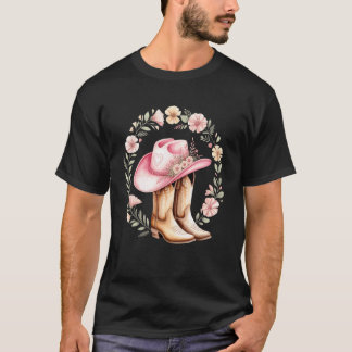 Rosa cowgirl mössa stövlar blomsterkrans västerlän t shirt